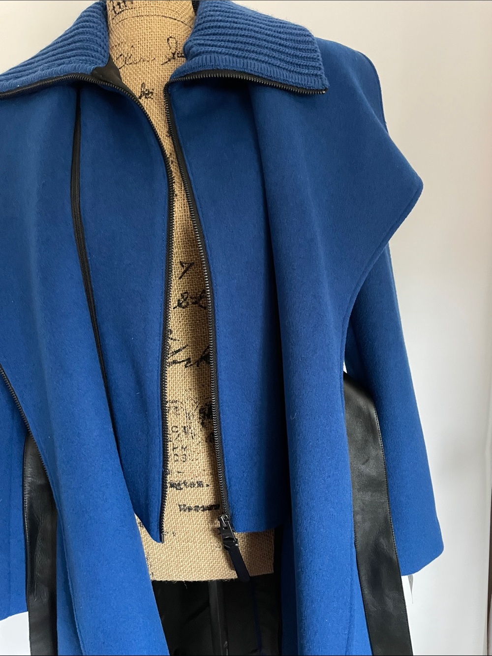Mackage Cobalt Blue Trench Coat with Black Leather Tie Belt NWT S - Picture 2 of 13